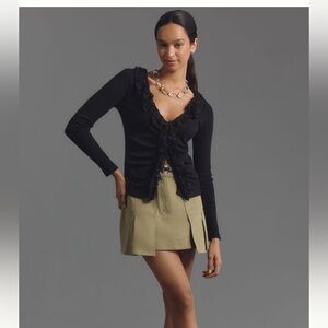 Black Ruffled Cardigan By Anthropology